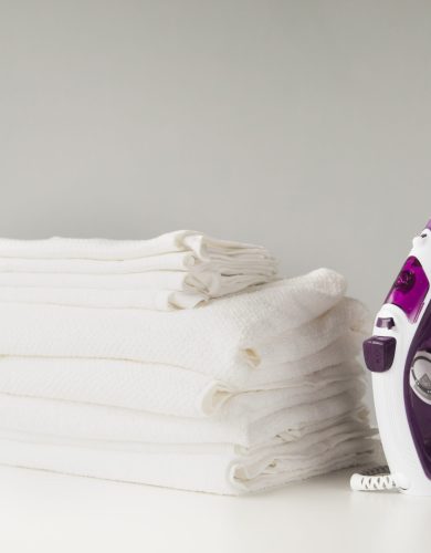 front view pile towels with iron